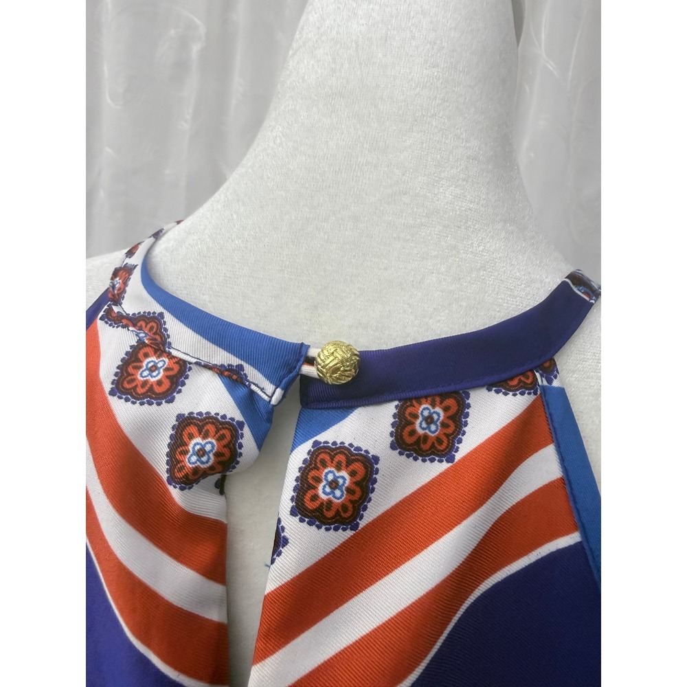 Banana Republic Blue Orange Chevron Halter Shift Dress Geometric Print Sz 4 - Picture 5 of 9